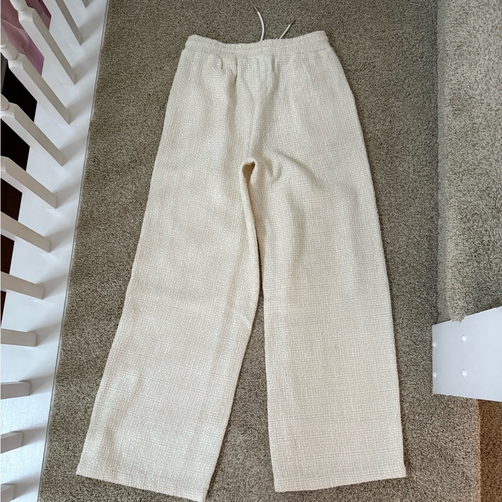 NWT Anthropologie Bishop + Young Tweed Pull On Pants Ivory Size M - Picture 4 of 4